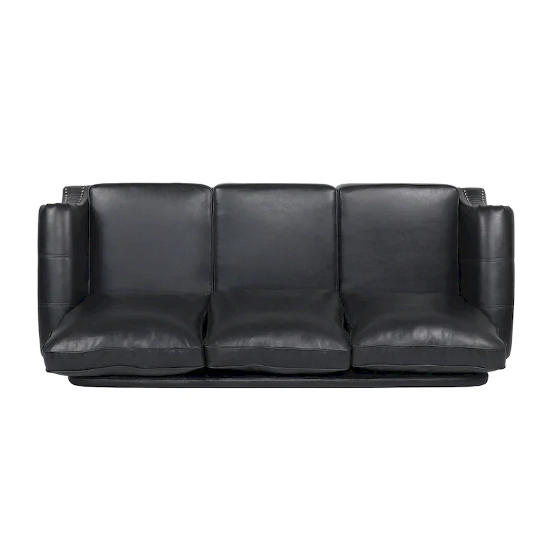 80 Modern Faux Leather 3-Seater Sofa with Birch Legs and Nailheads