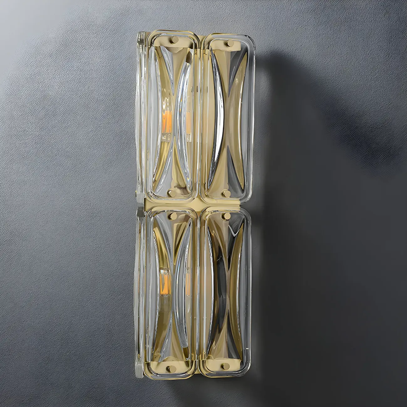 Modern Gold Metal Clear Glass Geometry Wall Sconce