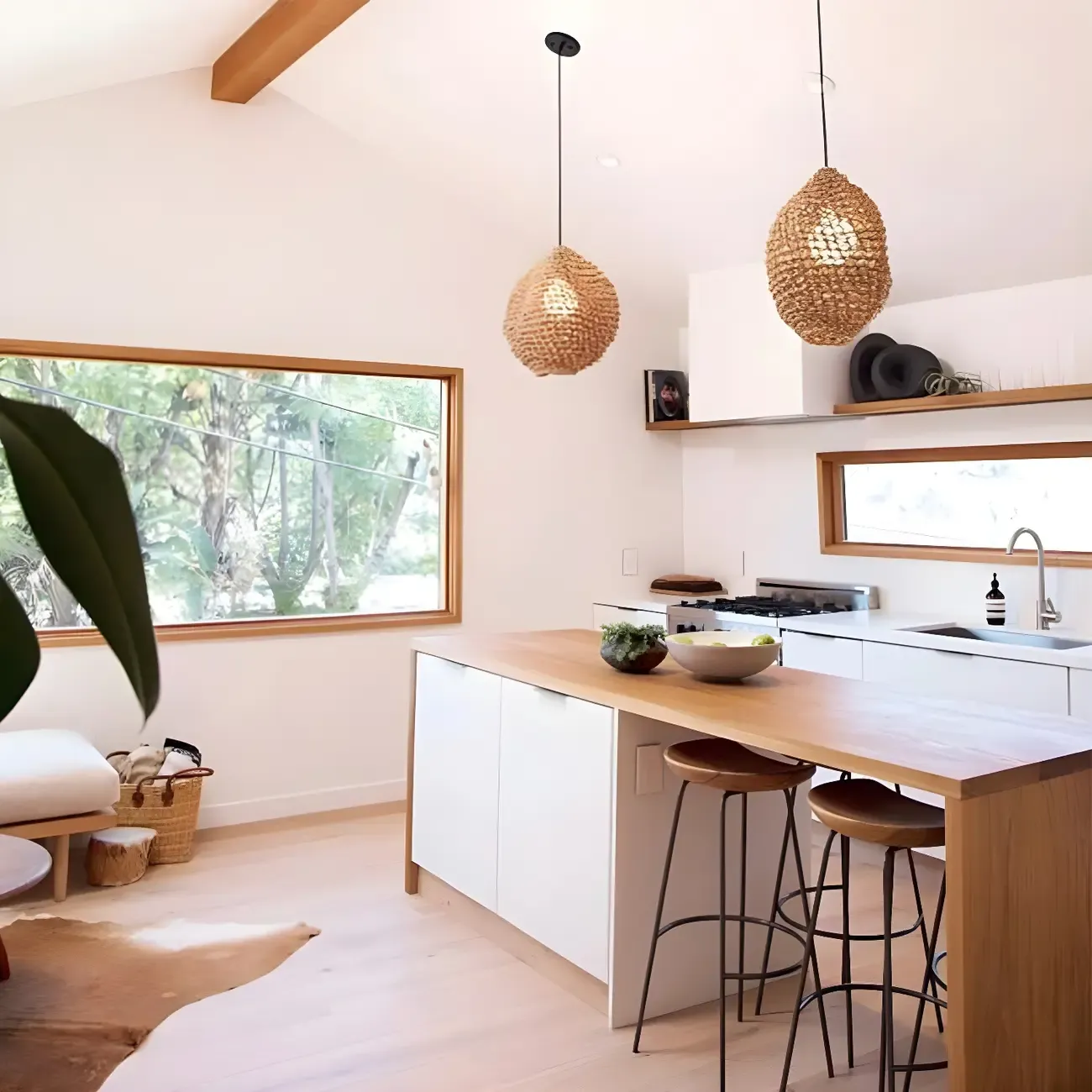 Modern Solid Wood Counter Height Bar Stools