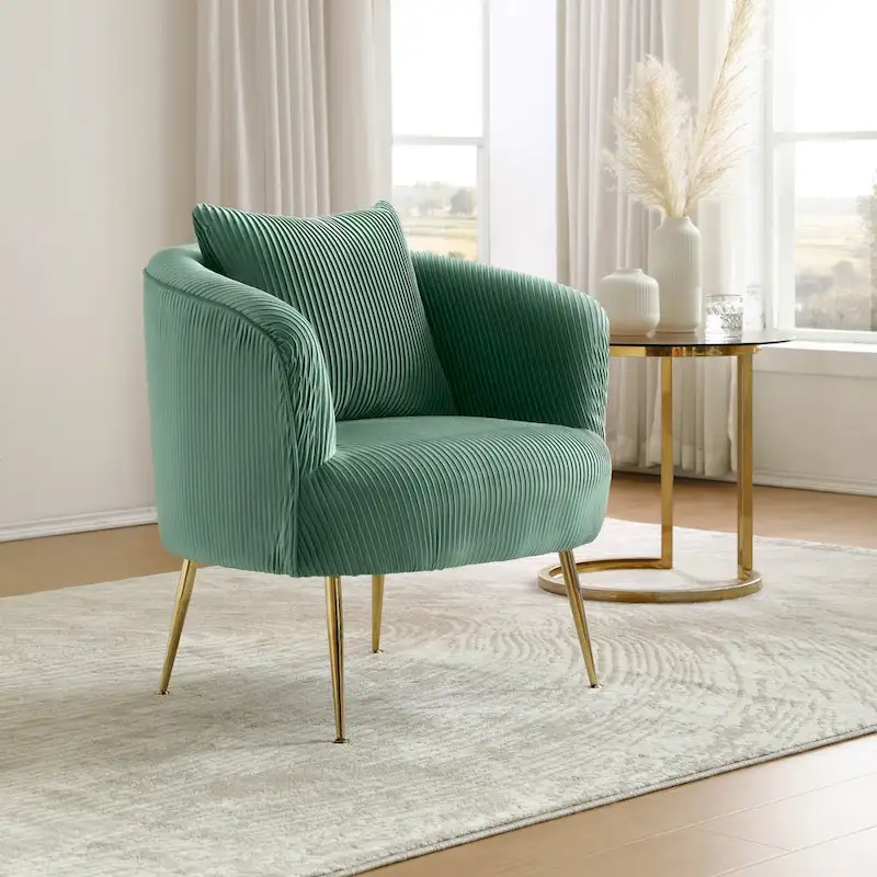 Art Leon Modern Velvet Accent Barrel Chair
