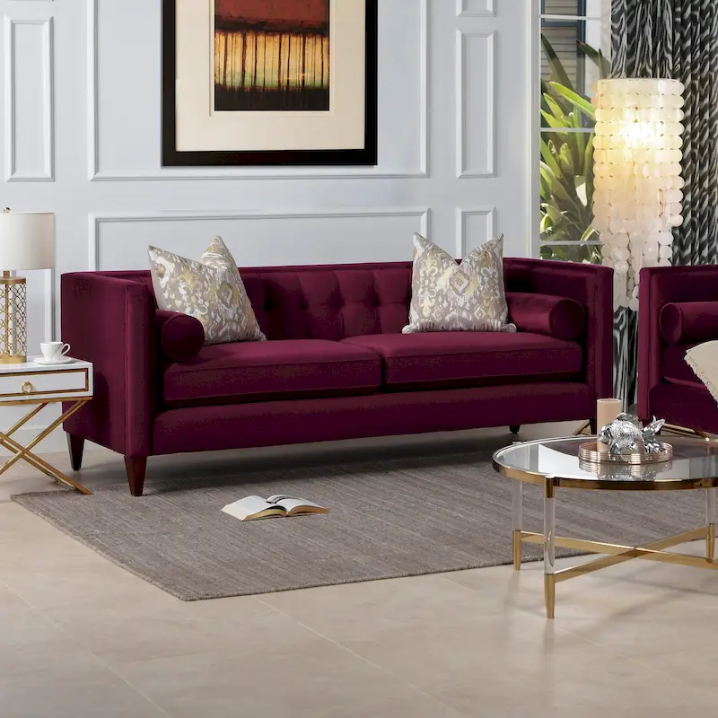 Modern Upholstered Tufted Swallowtail Sofa