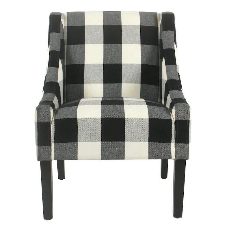 HomePop Modern Swoop Accent Chair - Black Plaid