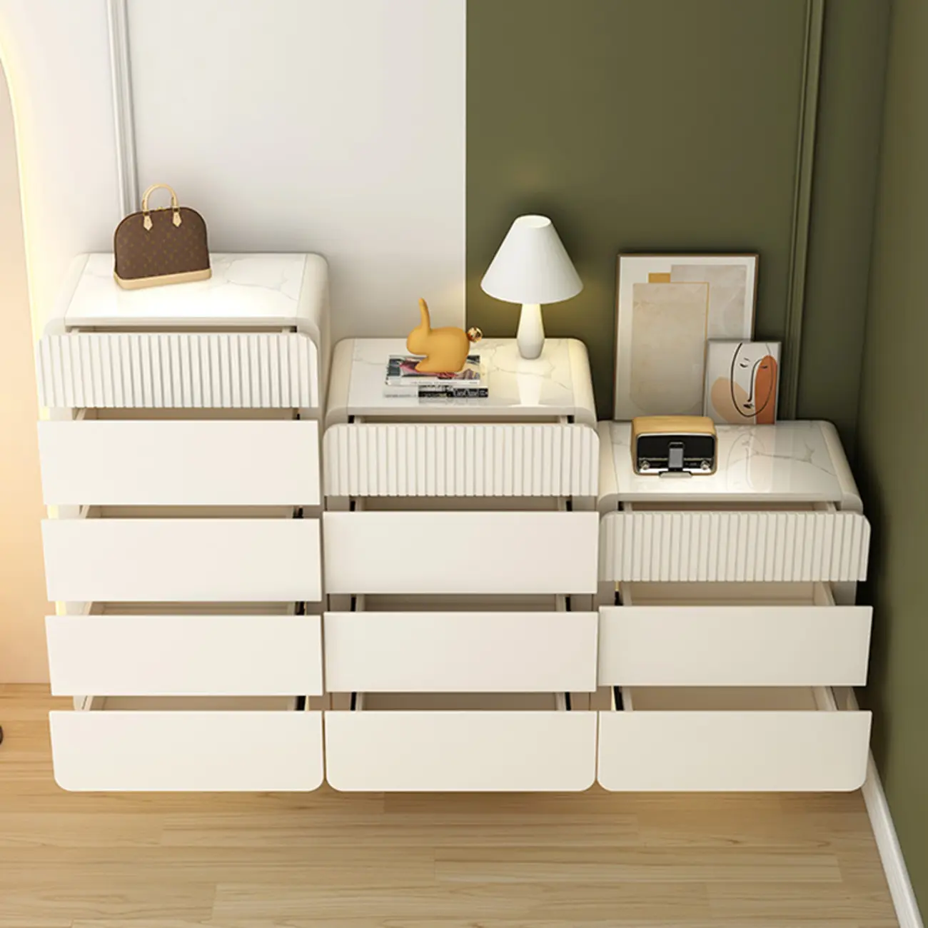 Versatile Modern White Accent Chest with Waterproof Design
