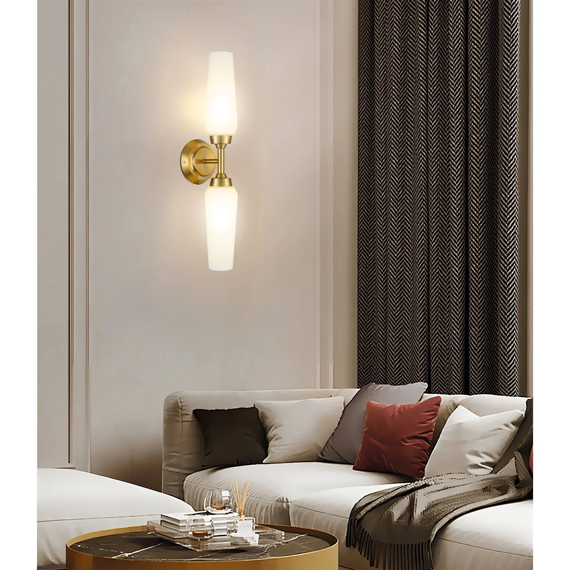 Kira Home Aurora 21 Modern Wall Sconce with Frosted Glass Shades, for Bathroom/Vanity, Cool Brass Finish