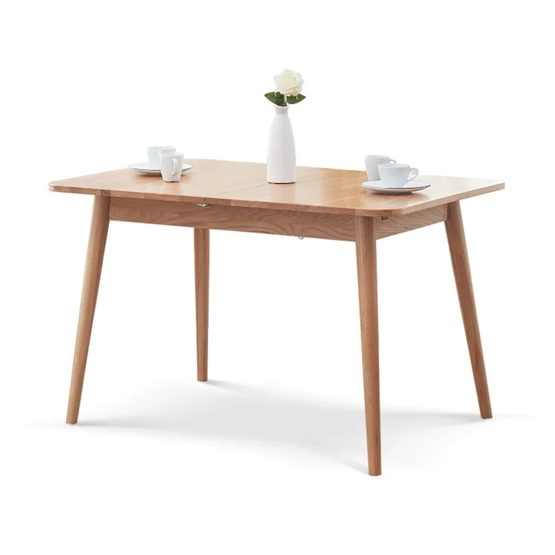 Nestfair Natural Solid Oak Wood Telescopic Meet Dining Table - N/A