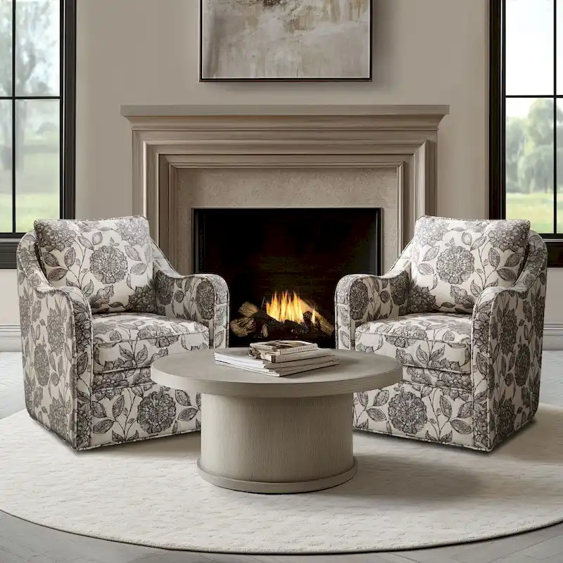 Madison Park Betty Upholstered Swivel Curved Armchair
