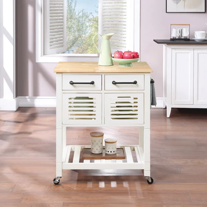 Kitchen Cart with Granite Top and Storage Drawers