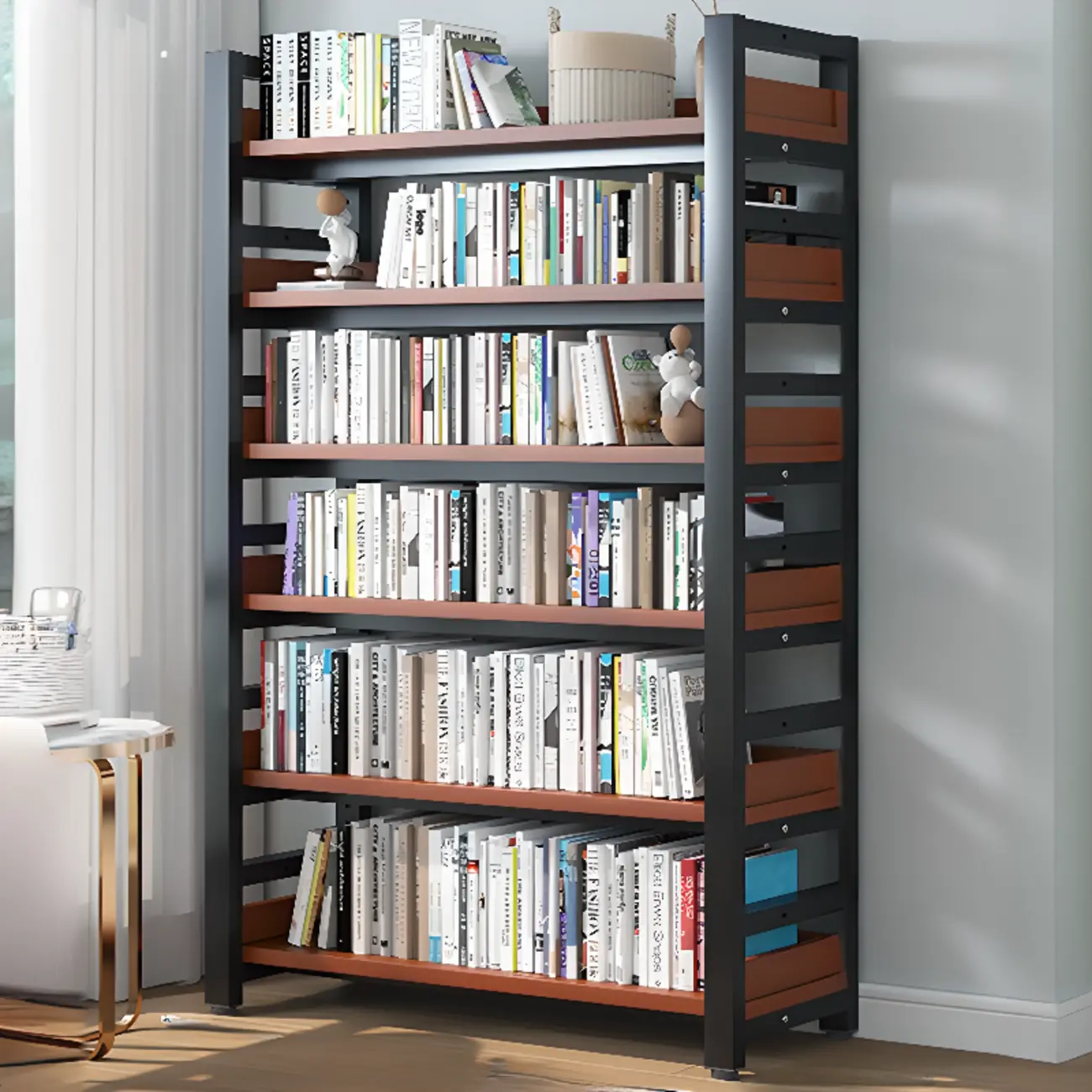 Modish Multi-Layer Open Back Wooden Tall Bookshelves