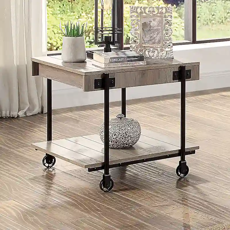 Hyssop Farmhouse 24-inch Steel 1-Shelf End Table by Furniture of America