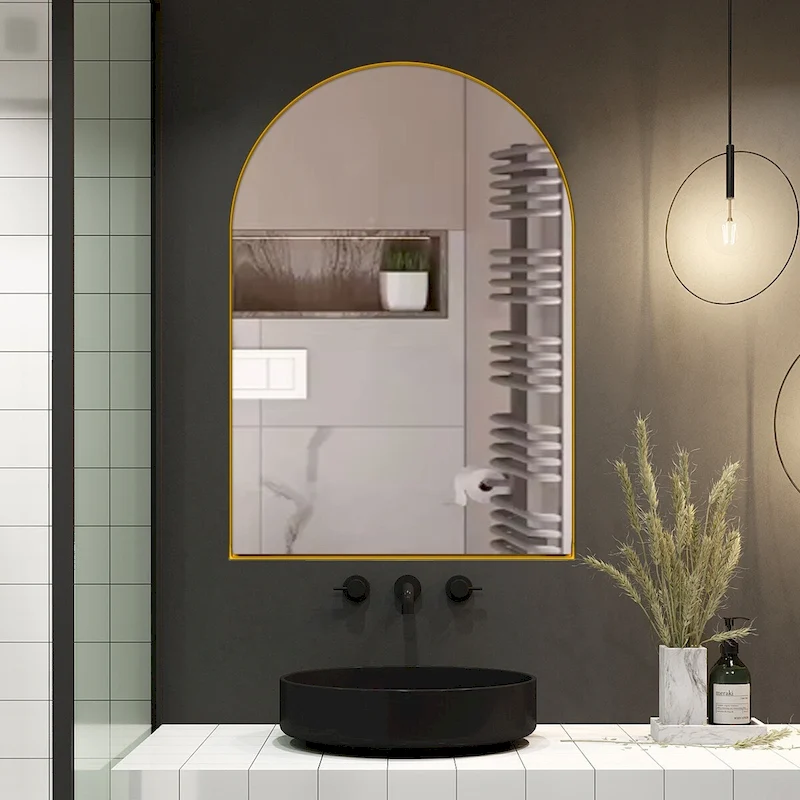 Metal Framed Bathroom Wall Cabinet with Mirror and Adjustable Shelves