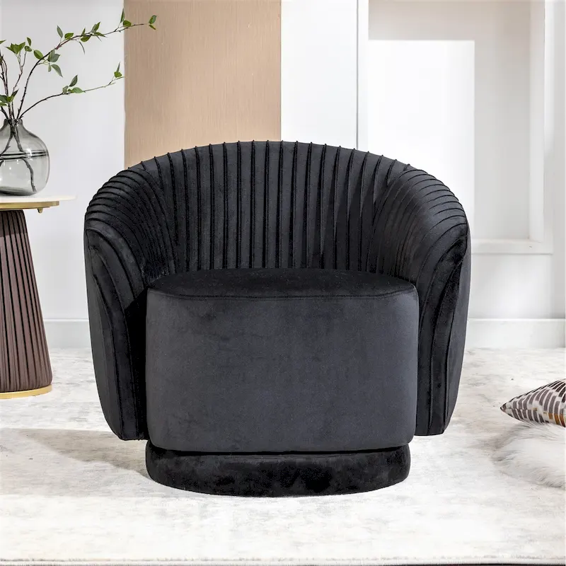 Small Milvo Velvet Swivel Barrel Chair