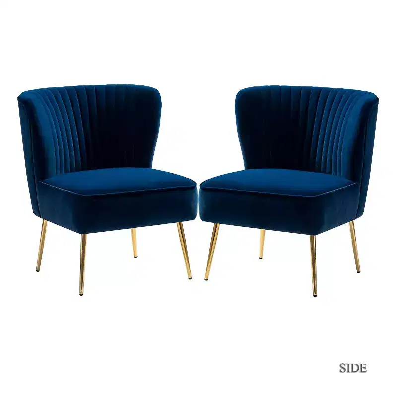 Quentin Velvet Accent Side Chair with Padded Seat Set of 2 | Karat Home