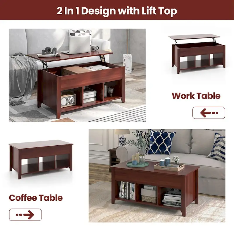 CCostway ostway Lift Top Coffee Table with Hidden Compartment and - See Details