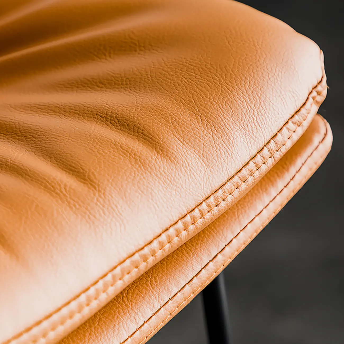 Modern Upholstered Low Back Metal Sled Bar Stools