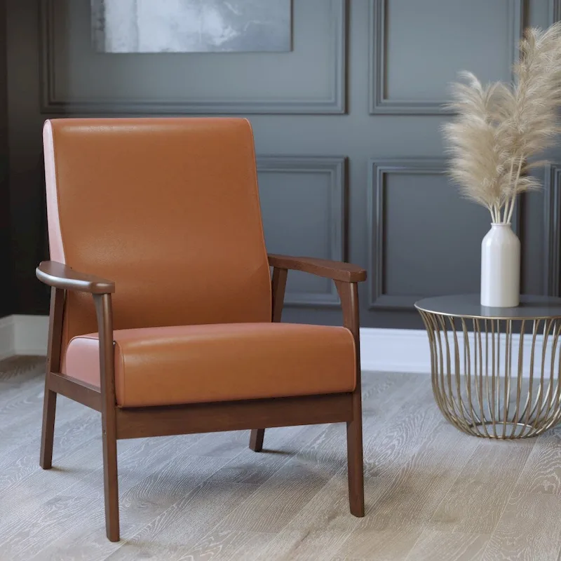Mid-Century Modern Arm Chair with Wooden Frame and Arms