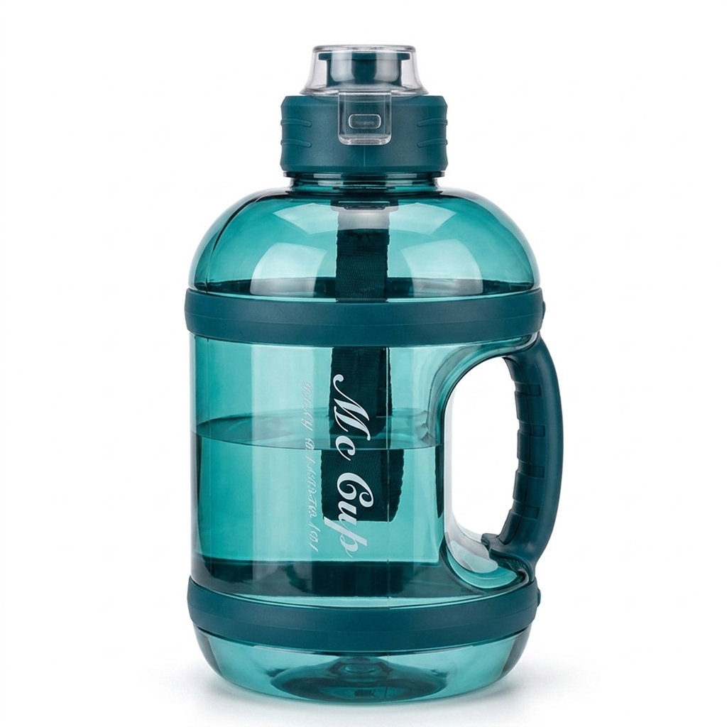 2400ML Blue Large Capacity Sports Water Jug with Straw and Handle