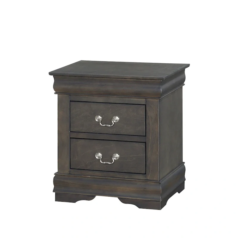 Solid Wood 2-Drawers Nightstands with Metal Handle