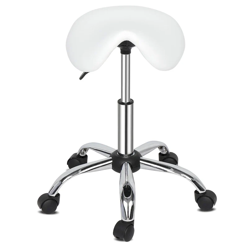 Adjustable Rolling Saddle Stool PU Leather Rolling Stool Salon Chair with Wheels