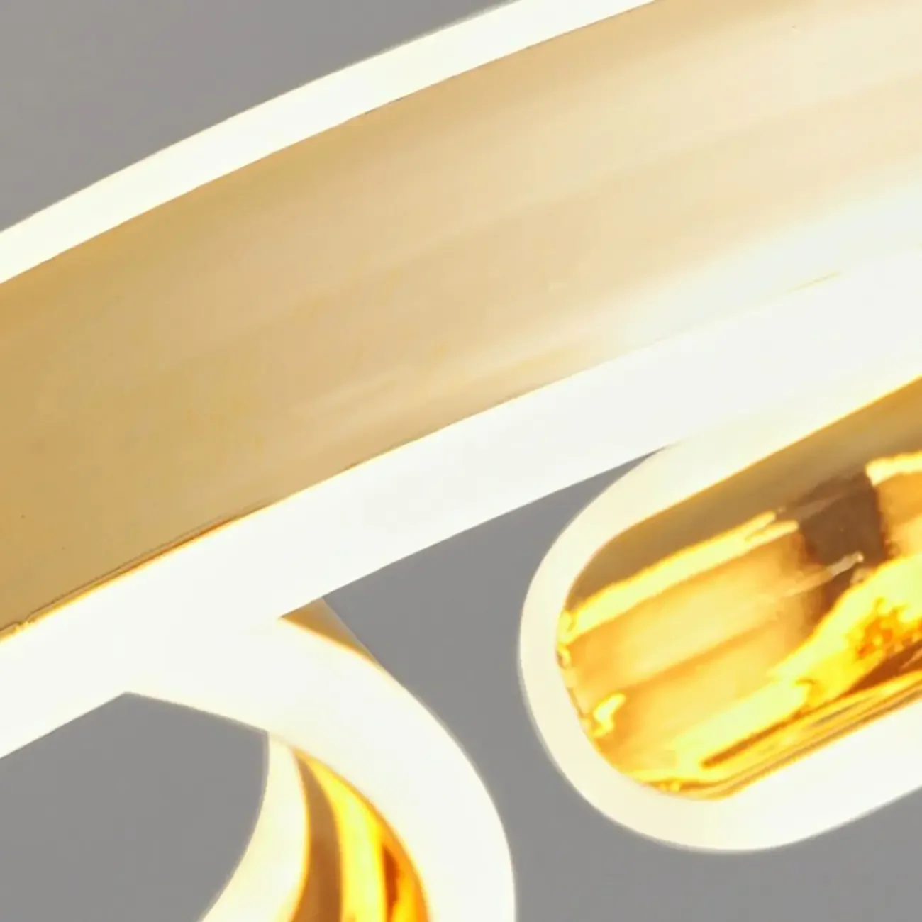 Gold Ribbon LED Semi Flush Ceiling Light 3-Gear Dimming