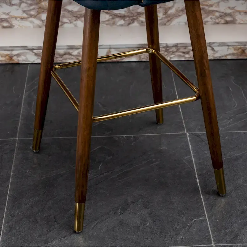 Nevis Mid-century Modern Faux Leather Tufted Nailhead Trim Barstool Set of 2