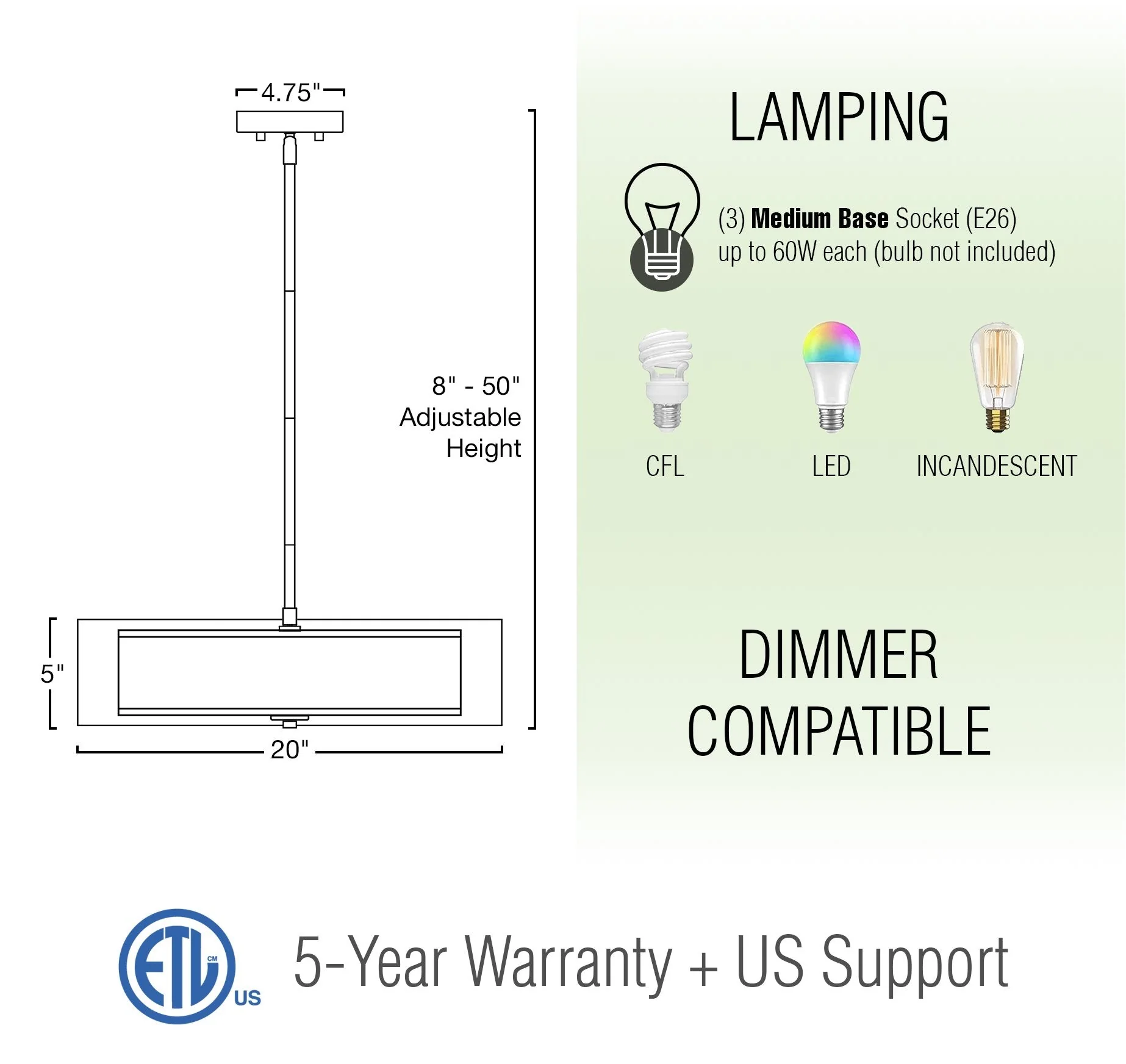 Lindos 20 Modern 3-Light Double Drum Chandelier