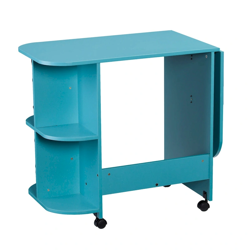SEI Furniture Eastwick Expandable Rolling Sewing Table/Craft Station - Turquoise