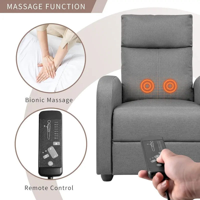 Fabric Recliner Chair Massage Recliner Sofa Chair Adjustable Reclining Chairs Home Theater Single Modern