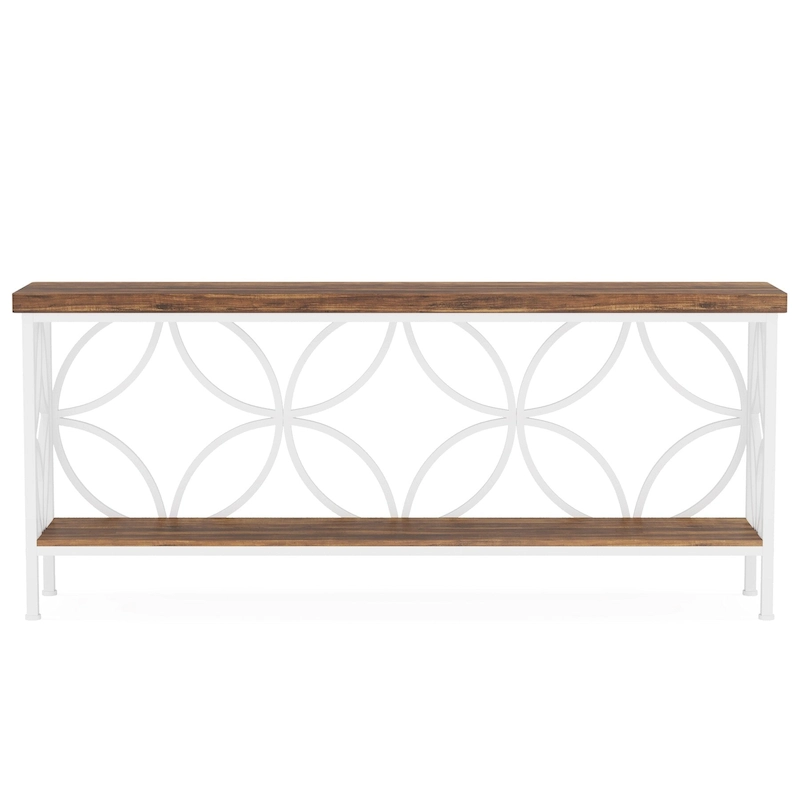 70.9 Inch Long Sofa Table, Industrial Console Table - 70.9 L  11.8 W  31.9 H
