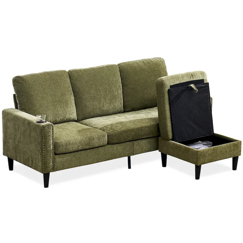 Modern Design Chenille 3 Seat L-Shape Sectional Sofa