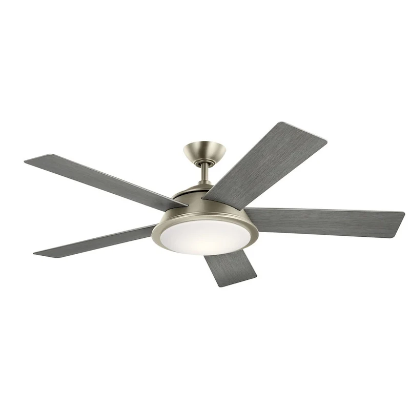 Kichler Verdi 56 Inch LED Ceiling Fan Brushed Nickel with Silver and Driftwood Blades