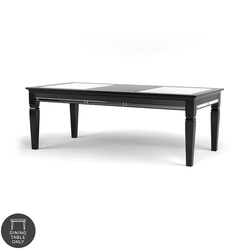 Silver Orchid Amann Contemporary Black 84-inch Glass Top Dining Table