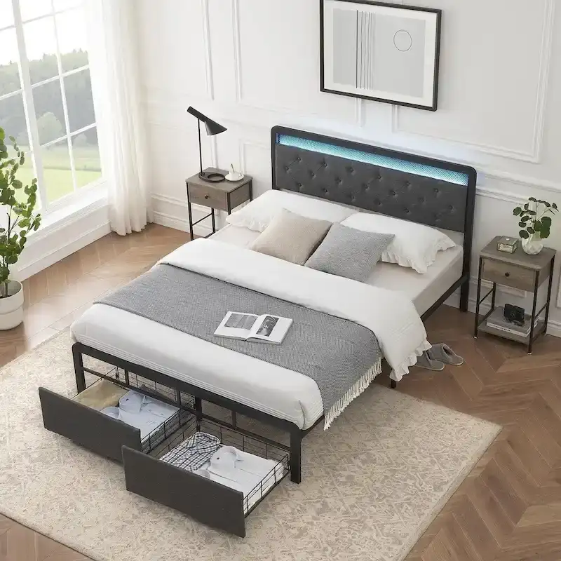 Bed Frame with 2 Storage Drawers