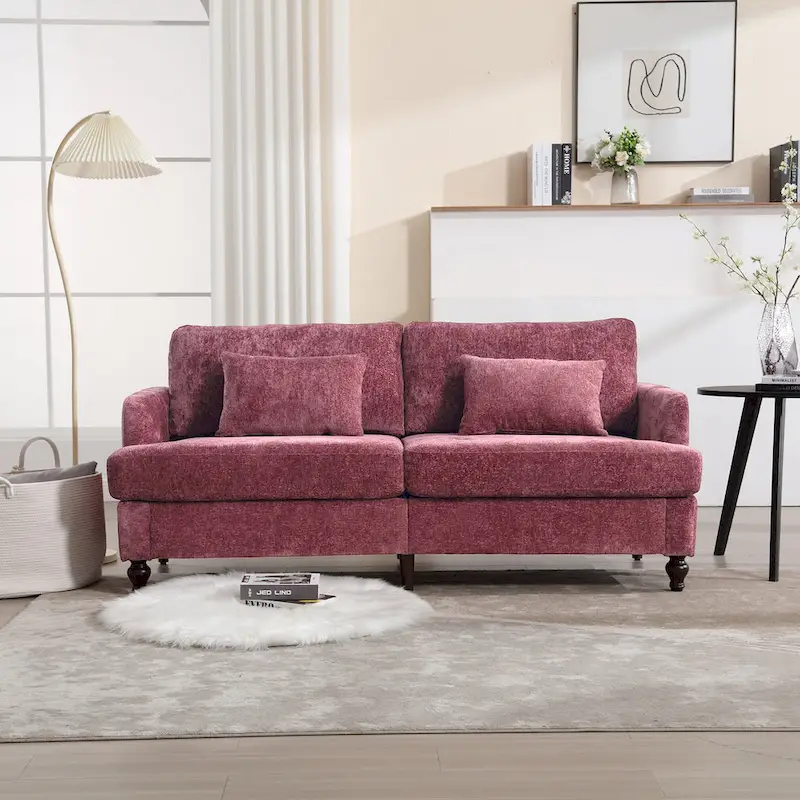 Modern Chenille Fabric Loveseat, 2-Seat Upholstered Loveseat Sofa