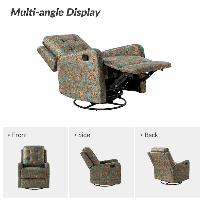 Manual Swivel Recliner with Tufted Back Set of 2