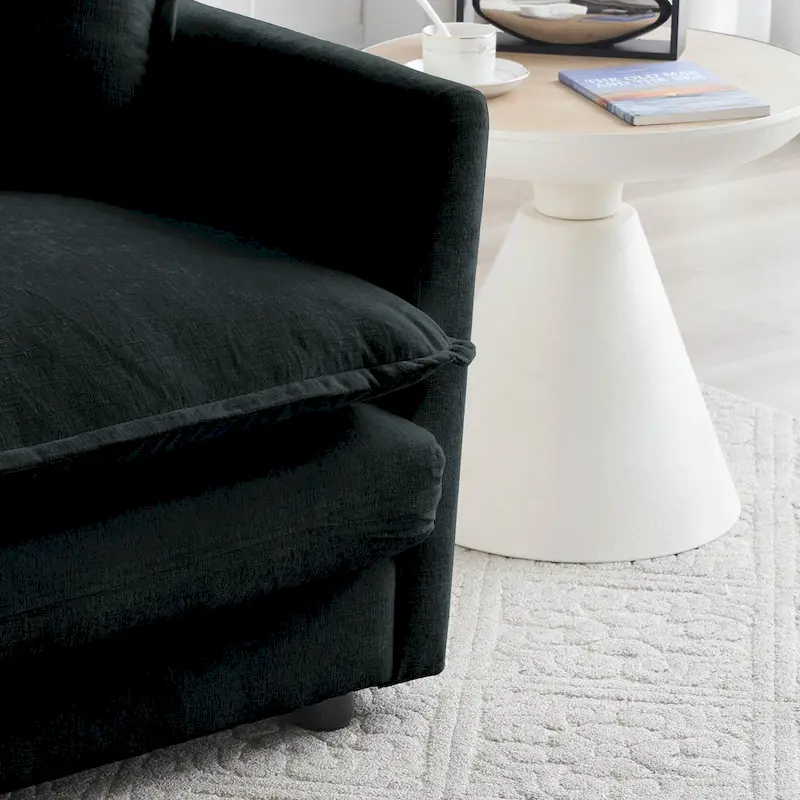 Black 4-Piece Chenille Modular Sectional Sofa with Loveseat & Ottomans