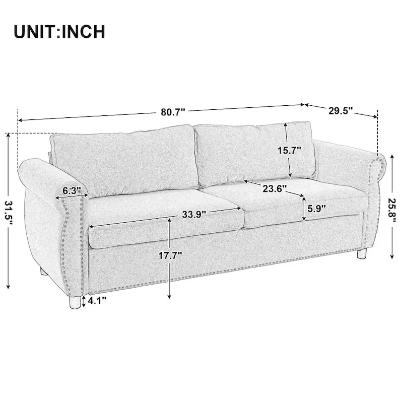 80.7  2-in-1 Sofa Bed Sleeper with Large Mattress