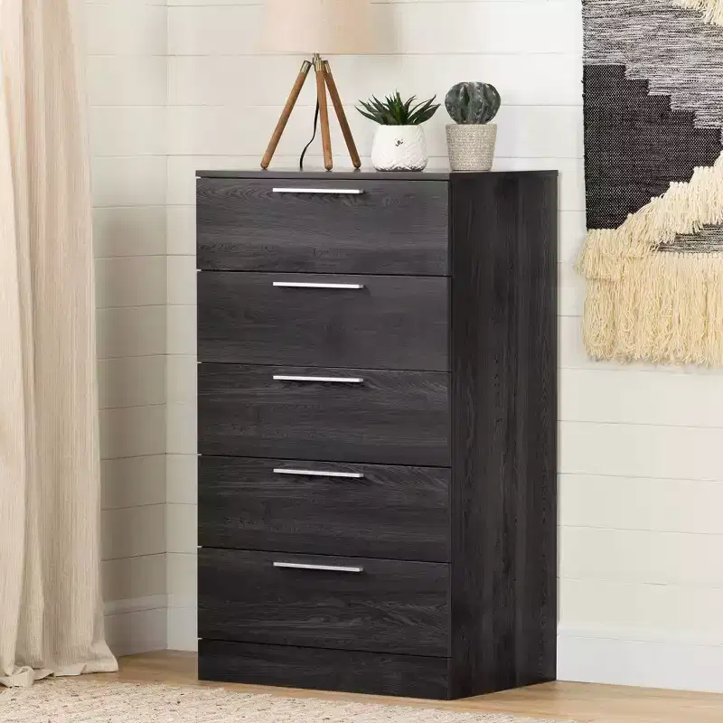 Weathered Oak 5-Drawer Dresser, Traditional Style, 1-Person Assembly