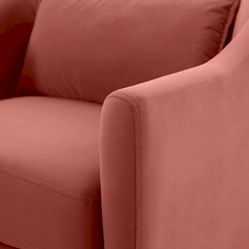 28.34W Set Of 2 Accent Armchair, Velvet Barrel Chair with Solid Wood Legs