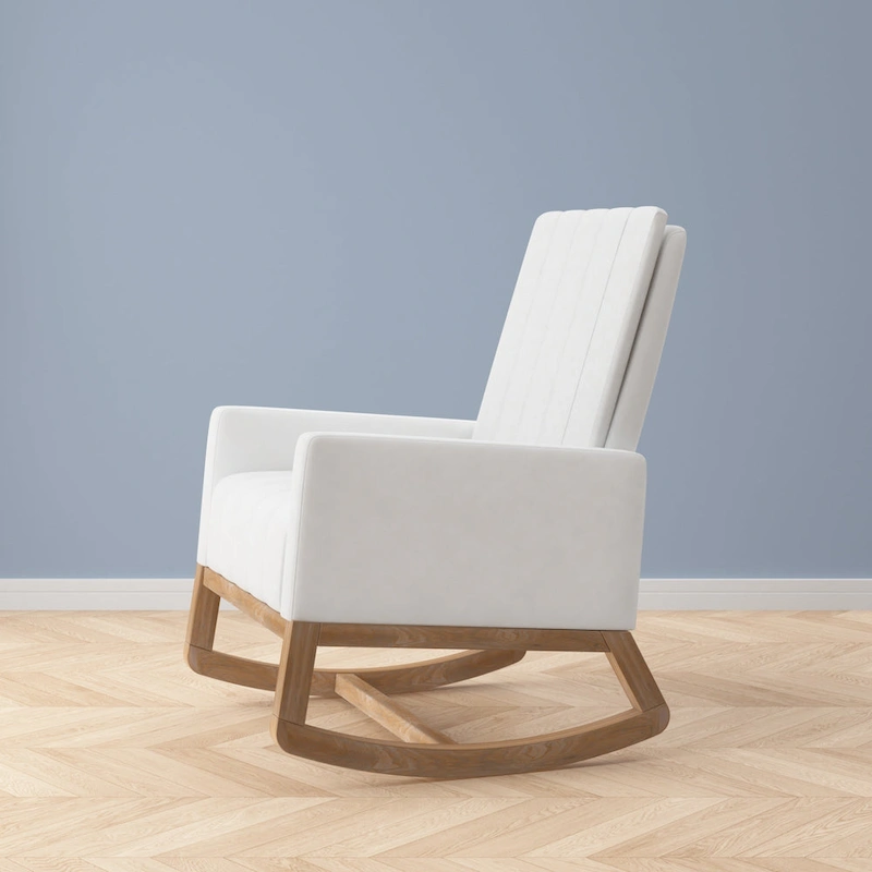 Adjustable Rocking Chair, Nursery Glider Chair with Adjustable High Back and Foot Rest