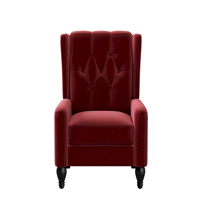 Gracewood Hollow Bea Velvet Wingback Push Back Recliner Chair