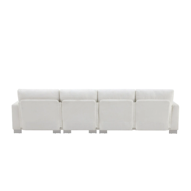119  Chenille L-Shaped Sectional Sofa with Chaise Lounge and 2 Pillows