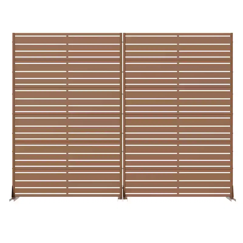 Brown Louvered 6-Panel Room Divider, Double-Sided, Galvanized Steel