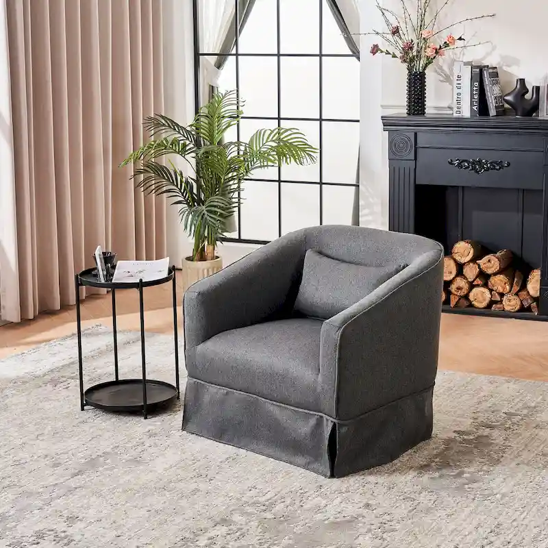 Swivel Barrel Chair with Ottoman