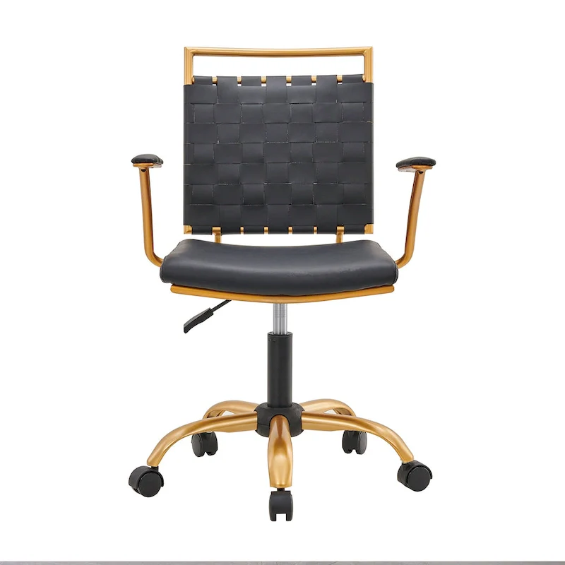 LUXMOD Goldtone Leather Mid Back Office Chair Swivel Computer Desk Chair