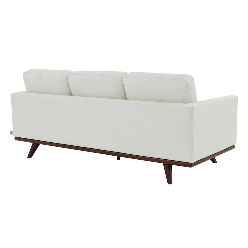 Chester Leather 3-Seater Sofa with Birch Wood Base Modern Living Room Couch with Removable Cushions - 83
