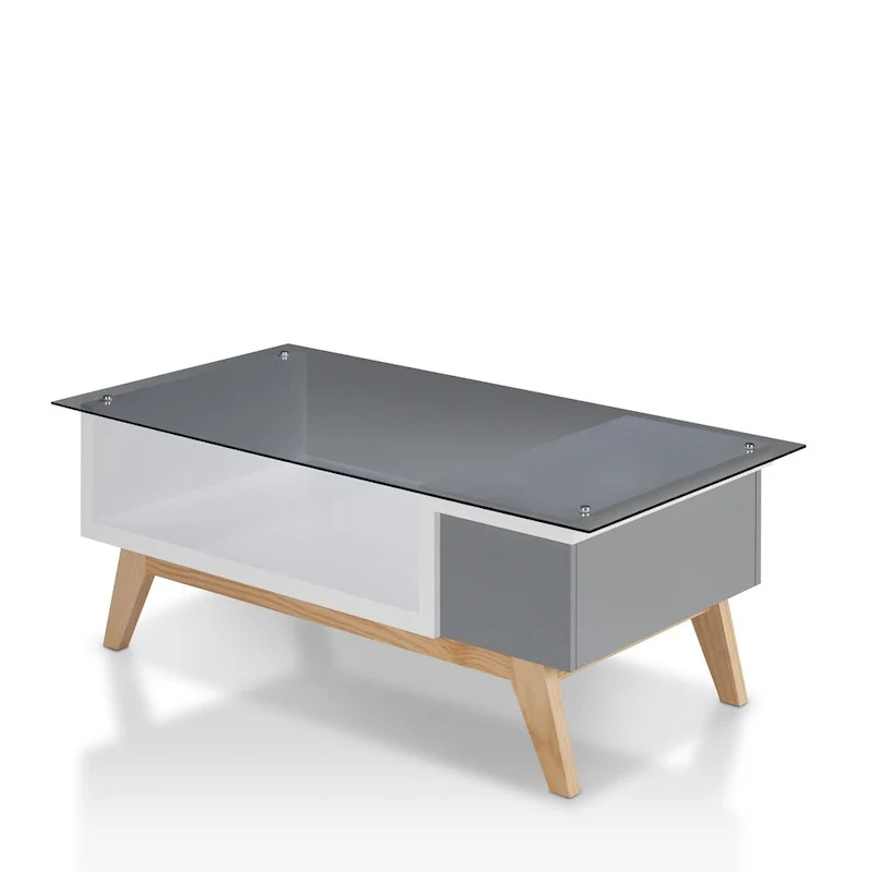 Modern Style 47-Inch Glass-Top Single-Tier Coffee Table