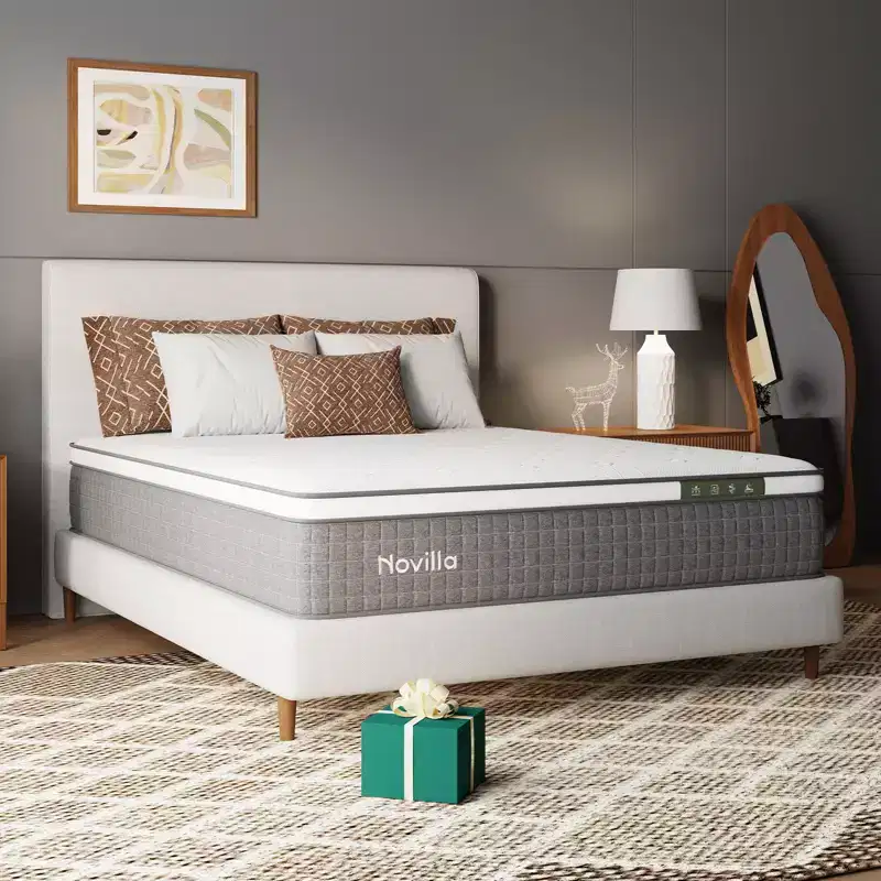 Novilla 12-in Medium Twin Hybrid Memory Foam/Coil Blend Mattress in a Box
