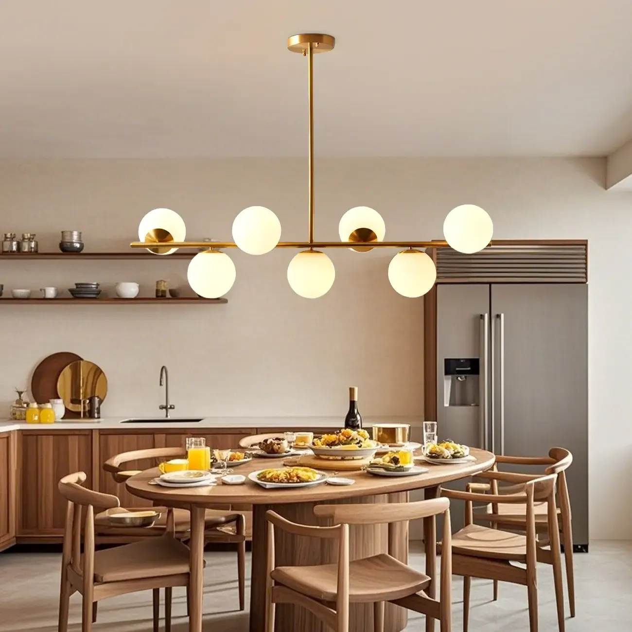 Modern Copper Globe Multi-Light Island Pendant Light