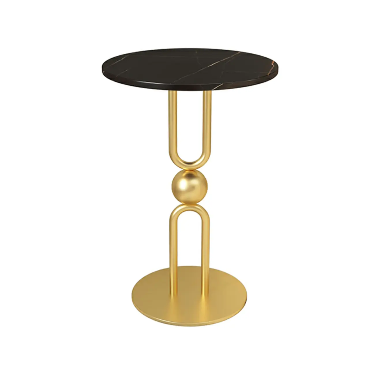 Living Room Glossy Black Metal Round Side Table