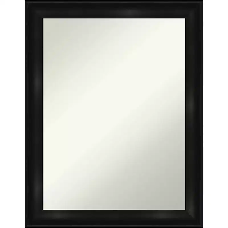 22x28 Inch Rectangular Wall Mirror, Black Narrow Frame, Satin Finish, Hang Vertical or Horizontal